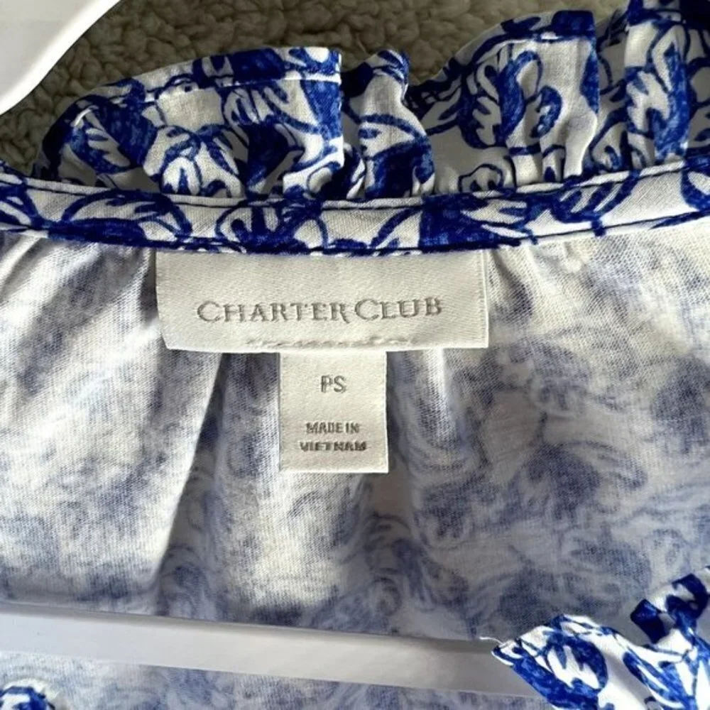 Charter Club Womens Tops Size Petite‎ Small Printed Popover - Picture 5 of 7